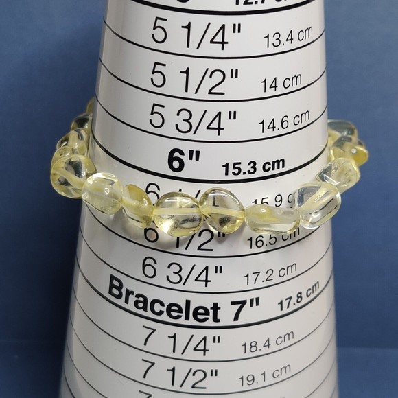 LEMON QUARTZ STRETCHY NUGGET BRACELET NATURAL STONE w/ FREE FELT POUCH - Picture 3 of 7